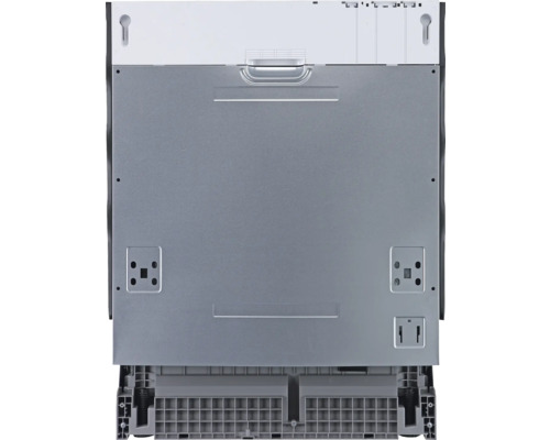 Vue arrière d''un lave-vaisselle montrant les détails des connexions et des fixations.