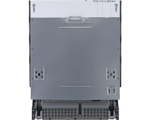 Vue arrière d''un lave-vaisselle montrant les connexions et les fixations.