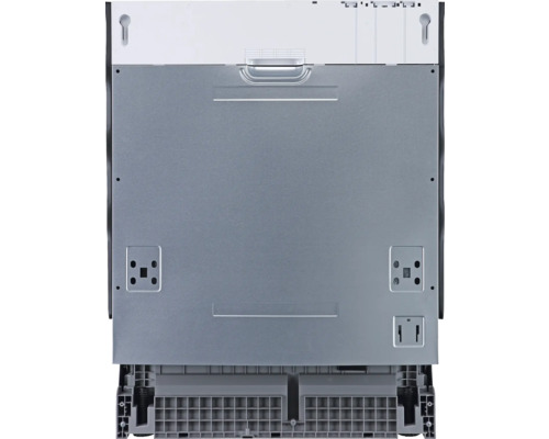 Vue arrière d''un lave-vaisselle montrant les détails des connexions et des fixations.