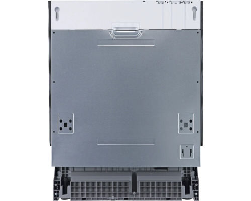 Vue arrière d''un lave-vaisselle montrant les détails des connexions et de la construction.