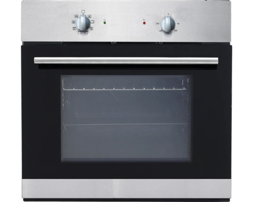 Four encastrable en acier inoxydable avec façade en verre et boutons rotatifs