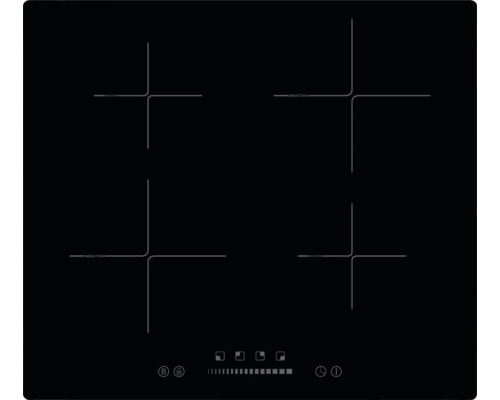 Table de cuisson à induction noire avec quatre zones de cuisson