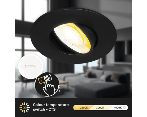 Éclairage à encastrer CTS à intensité lumineuse variable à 3 niveaux 1 x LED 4,9 W noir