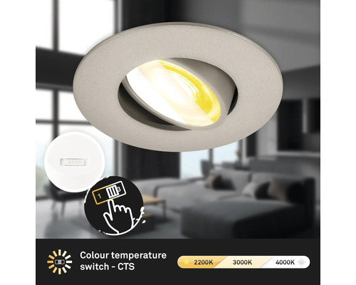 Éclairage à encastrer CTS à intensité lumineuse variable 1 x LED 4,9 W nickel mat