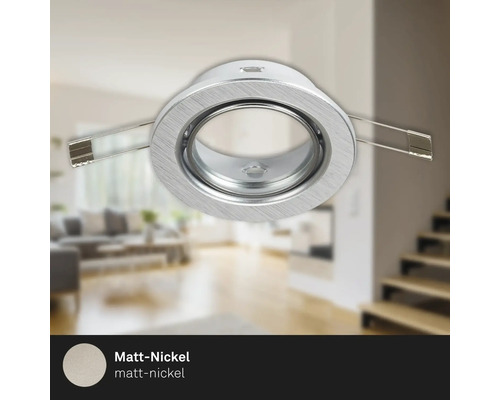 Éclairages à encastrer anneau pour 1 x GU10 Ø 8,6 cm nickel mat Spot encastrable de plafond en nickel mat