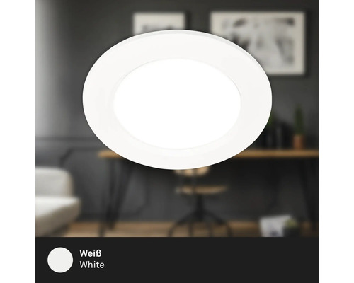 Éclairage à encastrer rigide 1 x LED 12 W Ø 12 cm blanc Plafonnier rond