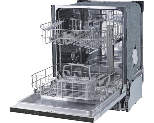 Lave-vaisselle ouvert avec paniers à vaisselle