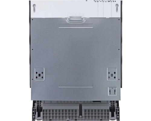 Vue arrière d''un lave-vaisselle montrant les détails des connexions et des fixations.