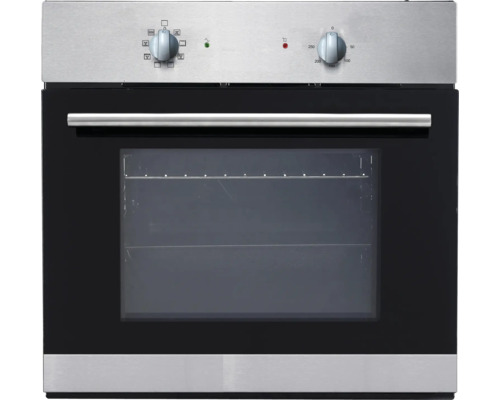 Four encastrable en acier inoxydable avec façade en verre noir et boutons rotatifs
