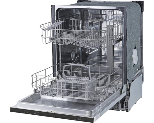 Lave-vaisselle ouvert avec paniers à vaisselle