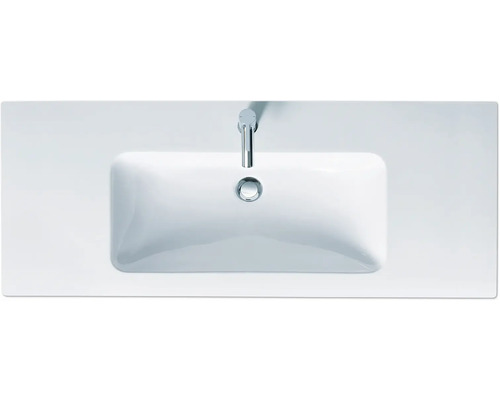 Vue de dessus d''un lavabo avec robinetterie