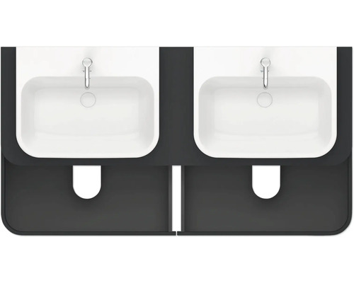 Double vasque avec deux cuves et robinetteries