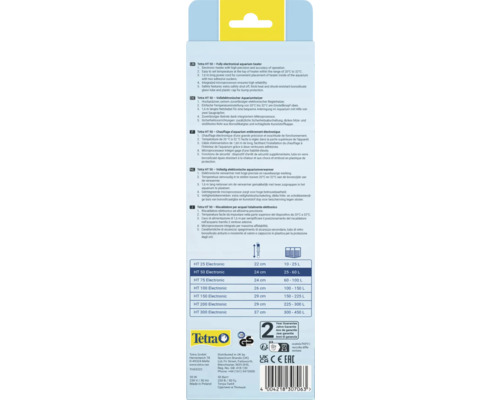 Informations sur l''emballage du chauffage d''aquarium Tetra HT 50