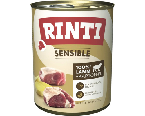 Aliment pour chien Rinti Sensible avec agneau et pomme de terre en conserve