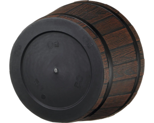 Unterseite eines Pflanzgefäßes in Fassoptik