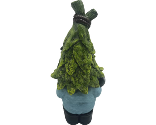 Nain de jardin avec chapeau de feuilles comme décoration