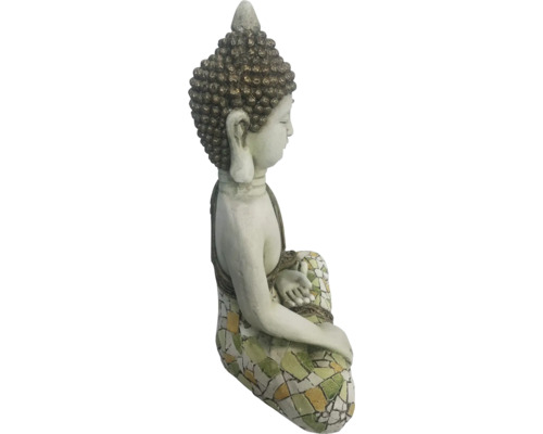 Statuette de Bouddha en pierre artificielle, style mosaïque