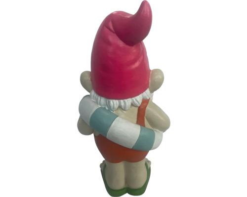 Figurine de jardin nain de jardin avec bouée, vue arrière