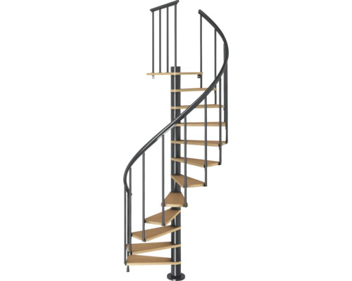 Escalier en colimaçon en métal et bois