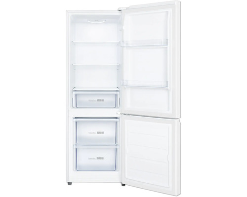 PKM KG162EWN Kühl- und Gefrierkombination BxHxT 49,8 x 145,5 x 51,5 cm weiss Geöffneter, freistehender Kühlschrank mit Gefrierfach und Ablagefächern