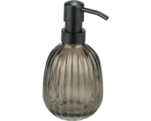 Distributeur de savon Wenko Pompei verre gris brillant 26148100 Distributeur de savon en verre avec pompe