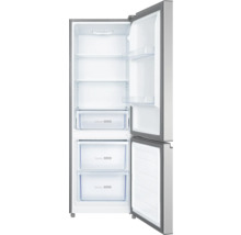 Geöffneter Kühlschrank mit Regalen und Gefrierfächern