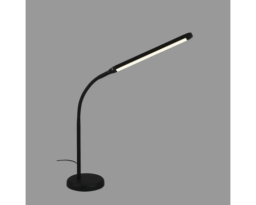 Schwarze LED Schreibtischleuchte mit gebogenem Arm und rundem Sockel