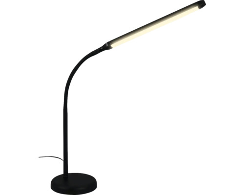 Schwarze LED Tischleuchte mit flexiblem Hals und rundem Sockel