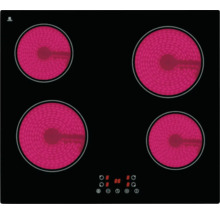 Plaque vitrocéramique avec quatre zones de cuisson