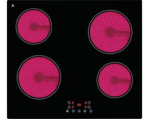 Plaque vitrocéramique avec quatre zones de cuisson