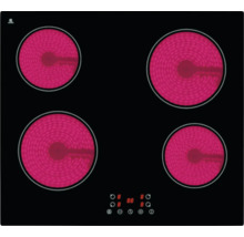 Plaque vitrocéramique avec quatre zones de cuisson