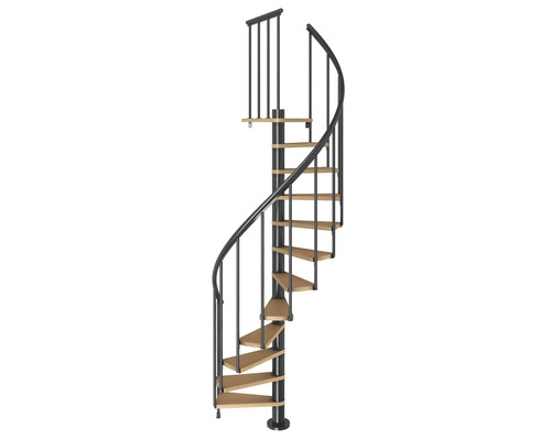 Pertura Spindeltreppe Arissa Buche Mutliplex Ø 120 cm Schwarz 11 Stufen 12 Steigungen