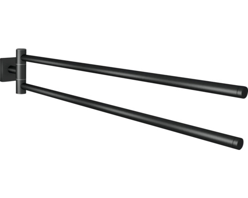 REIKA Handtuchstange SAGA schwenkbar schwarz matt Schwenkbarer Handtuchhalter mit zwei Armen zur Wandmontage