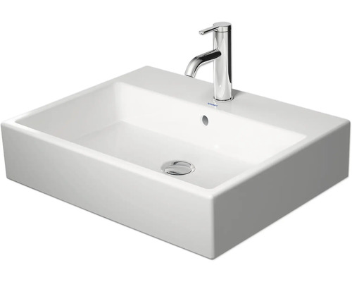 Vasque à poser rectangulaire en céramique avec robinet