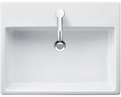 Vue de dessus d''un lavabo rectangulaire avec robinet