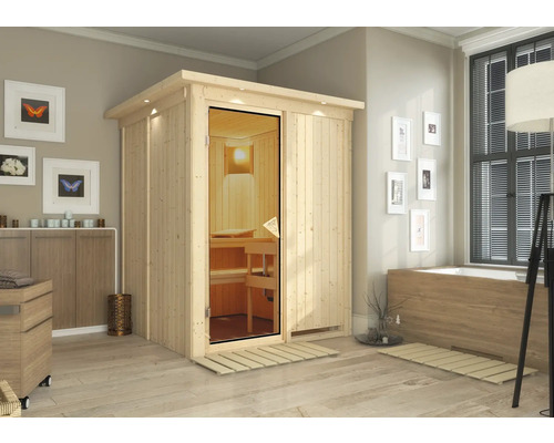 Sauna modulaire Karibu Norina sans poêle, avec couronne