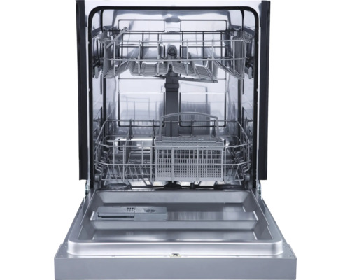 Lave-vaisselle ouvert avec paniers à vaisselle