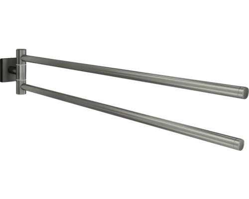 REIKA Handtuchstange SAGA schwenkbar gun metal gebürstet Schwenkbarer Handtuchhalter mit zwei Armen zur Wandmontage