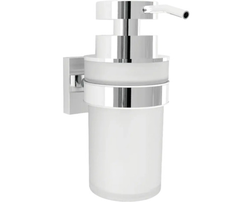 Distributeur de savon REIKA SAGA chrome brillant Distributeur de savon mural en verre et métal