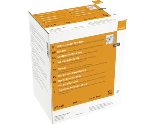 fermacell Schnellbauschrauben für Gipsfaserplatten 3,9 x 40 mm Pack = 1000 St Schrauben der Größe 3,9 x 40 Millimeter in einer Verpackung mit 1000 Stück