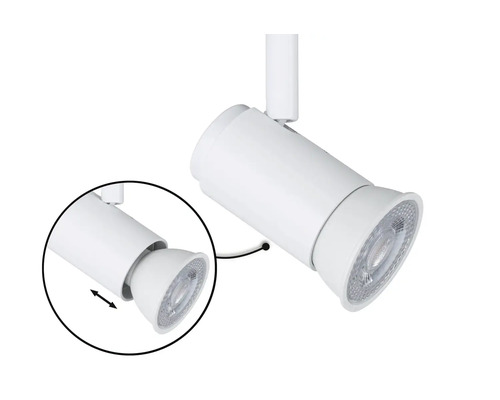 Weisser LED-Strahler für Schienensysteme mit verstellbarem Leuchtenkopf