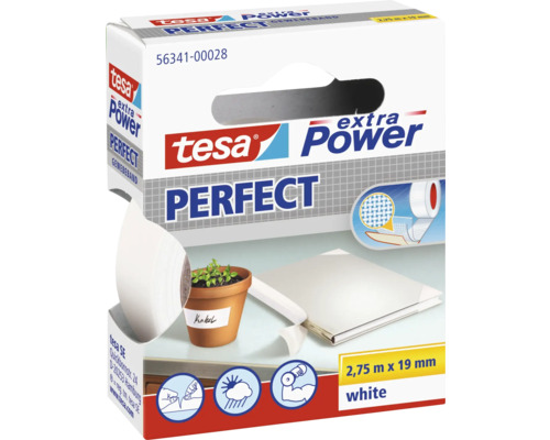 Bande textile tesa® Extra Power Perfect blanc 2.75 m x 19 mm