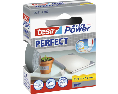 tesa extra Power Perfect Gewebeband grau 2,75 m x 19mm Tesa extra Power Perfect Gewebeband, graue Ausführung, 2,75 m x 19 mm