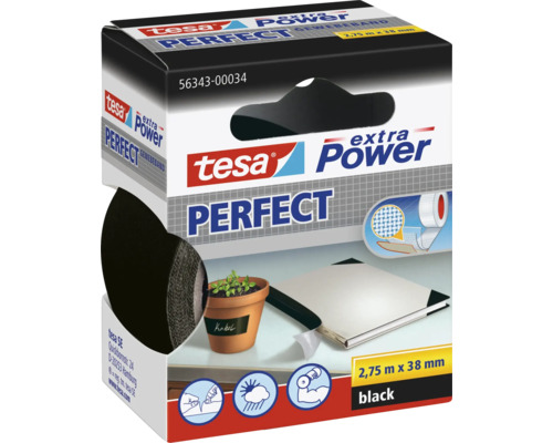 Bande textile tesa® extra Power Perfect noir 2.75 m x 38 mm