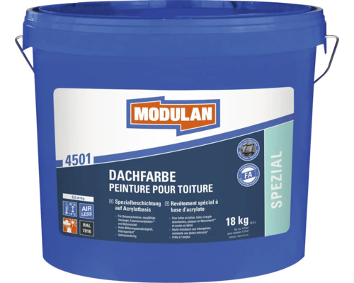 MODULAN 4501 Dachfarbe RAL 7016 anthrazit 18 kg Blauer Eimer Dachfarbe auf Acrylatbasis mit 18 Kilogramm Inhalt