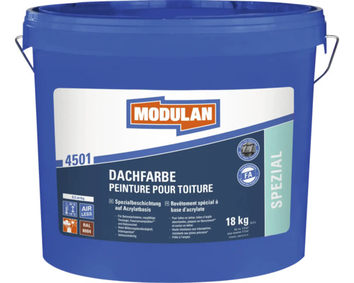 MODULAN 4501 Dachfarbe RAL 8004 ziegelrot 18 kg Dachfarbe auf Acrylatbasis im blauen Eimer