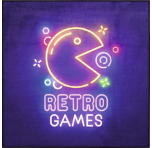 Neonreklame mit Retro-Spiele-Motiv