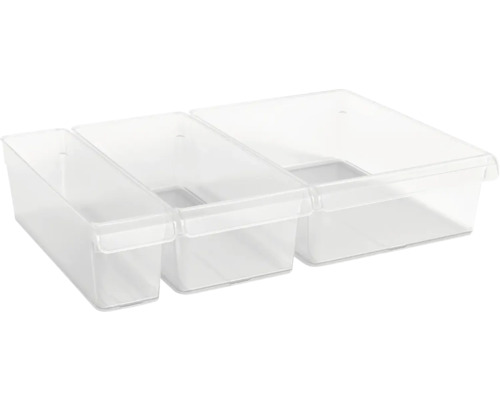 Aufbewahrungsbox aus Kunststoff mit drei Fächern