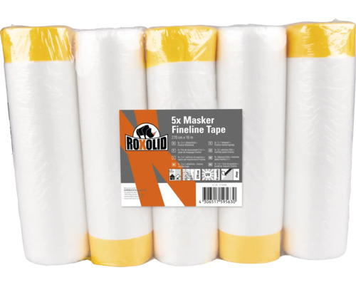 Fünf Rollen Roxolid Abdeckfolie Fineline Tape, jeweils 270 cm x 16 m