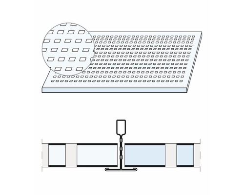 Plafond à grille avec vue détaillée et exemple de montage